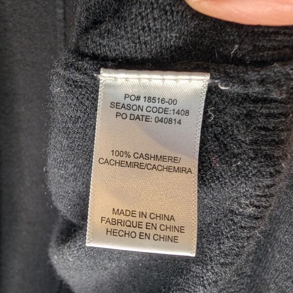 Splendid 100% Cashmere Black Hooded Open Front Cardigan Poncho Cozy Luxury XL - Picture 7 of 10